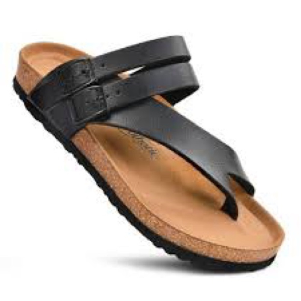 Aerothotics cork Footbed‎ sandals black brown women’s size 39